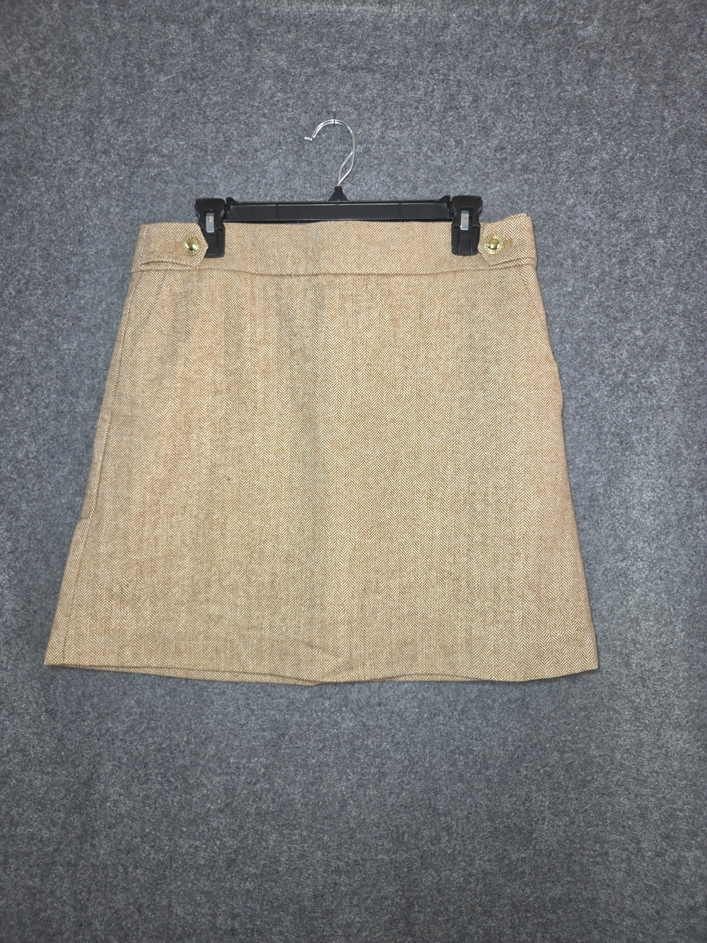 J. Crew Factory Wool Blend Mini Skirt with Gold Button Accents